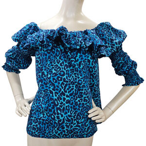 Lilly Pulitzer Blue Leopard Print Blouse